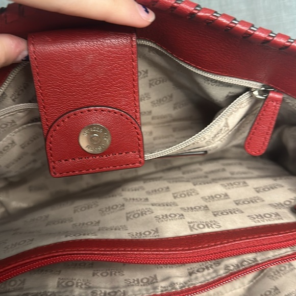 Michael Kors Large Whipped Hamilton Red Leather Purse💌♥️ - Picture 7 of 9